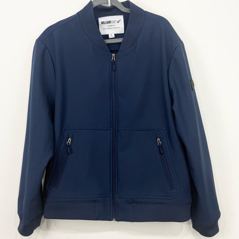 William Rast Artic Navy Blue Zip Up Performance Varsity Bomber Utility Jacket